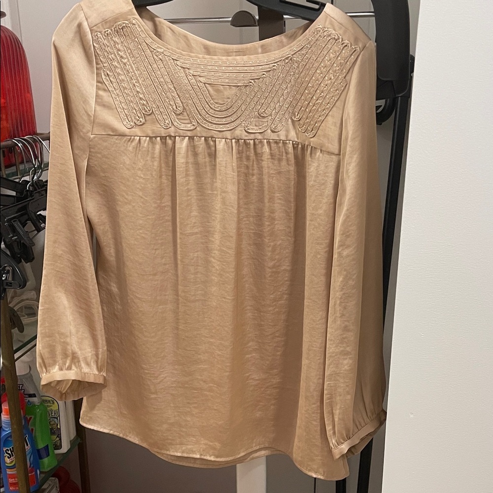 Banana Republic Heritage Beige Embroidered Blouse